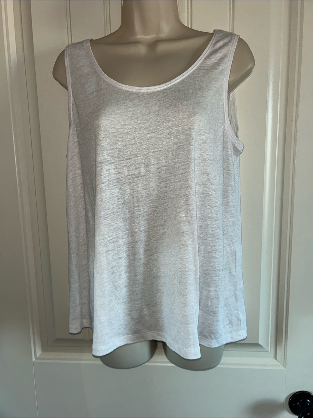 NEW Eileen Fisher White Scoop Neck Linen Tank Sz S
